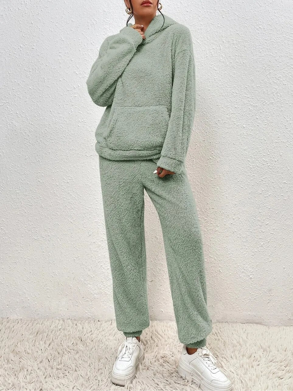 Bequemer Teddy-Hausanzug mit Kapuze für Damen von Fudus