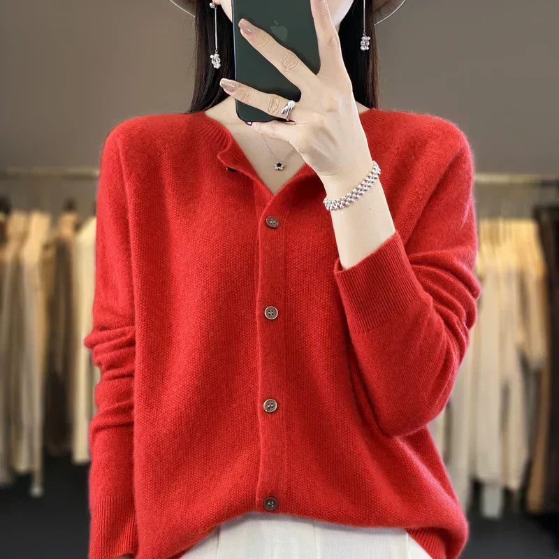 MODEGEIST Damen Strickjacke Knöpfe Klassisch Vielseitig Basic