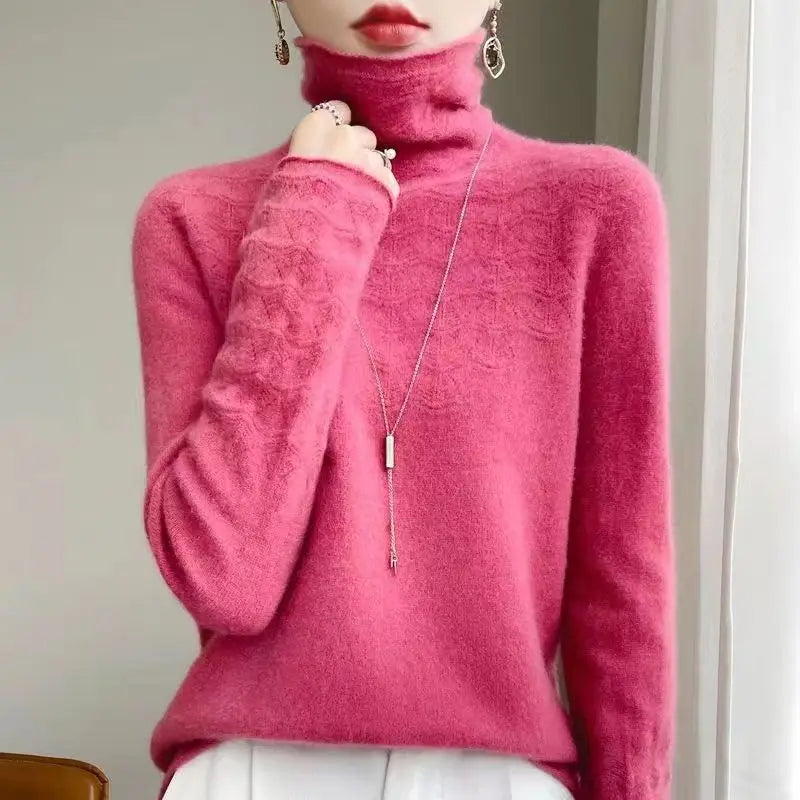 Damen-Pullover mit Rollkragen und Muster