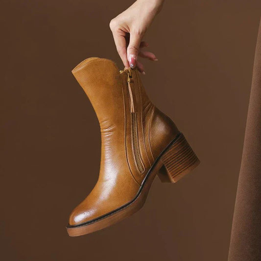 MODEGEIST Damen Ankle Boots Seitlicher Reißverschluss Schwarz