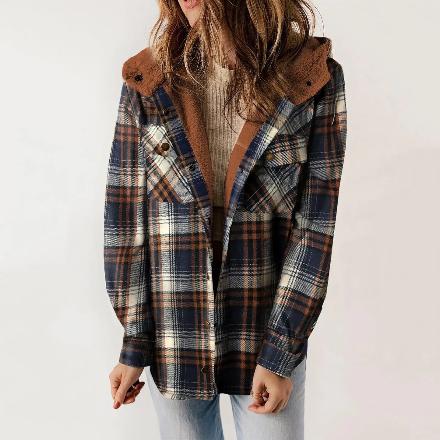 ModeGeist | Sherpa - Hemd Beige - Damen Gemütliche Flanelljacke