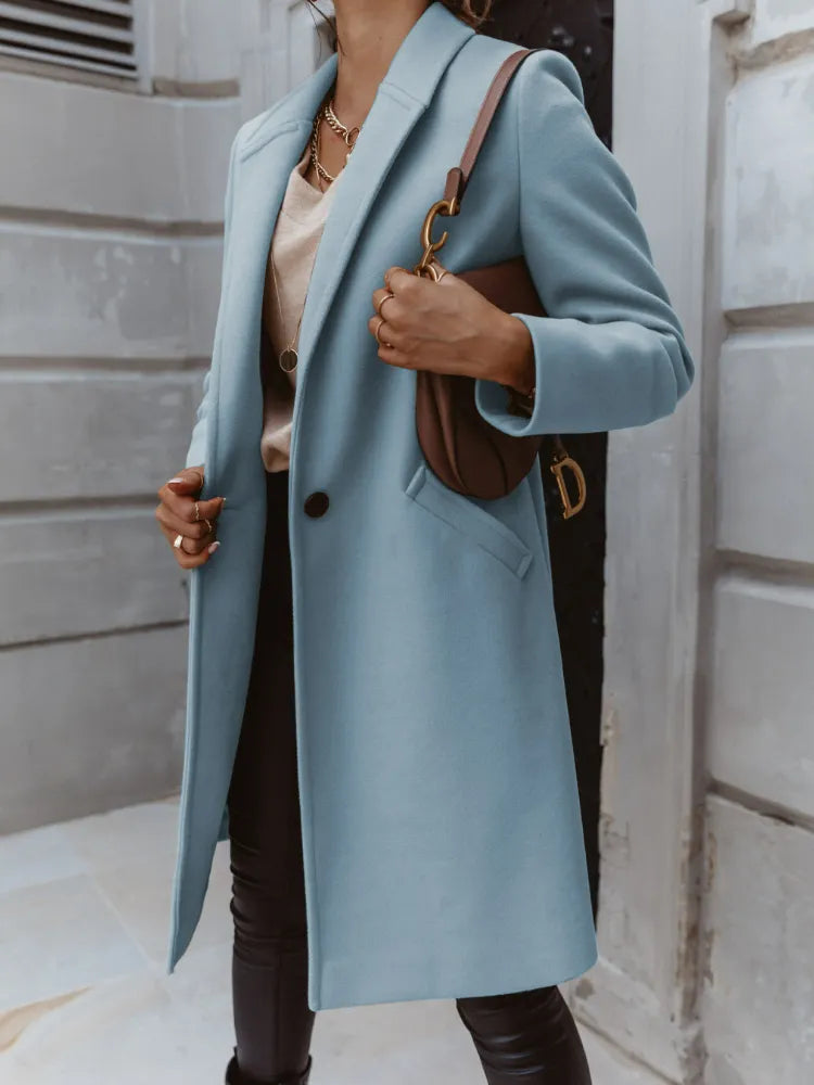 ModeGeist | Übergcoat - Wollmischung - Maßgeschneiderte Passform - Klassischer Reverskragen - Elegantes Design
