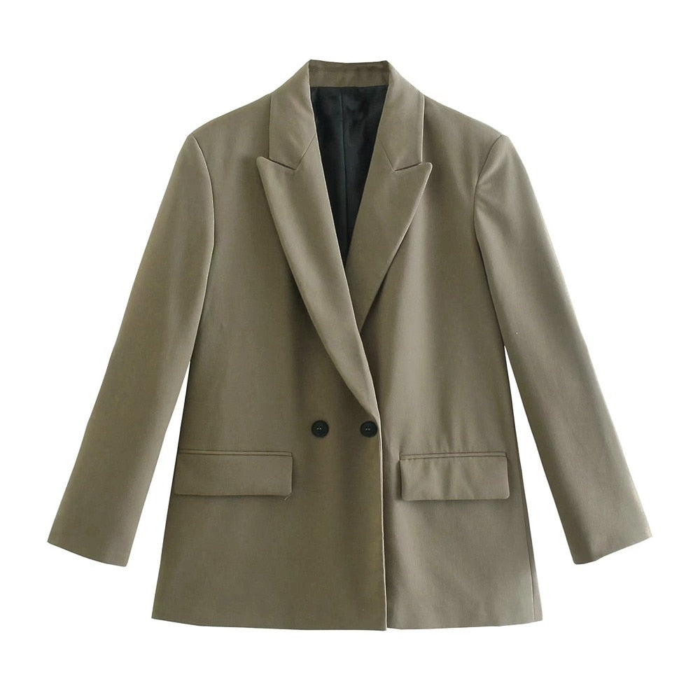 Eleganter Damen-Doppelreiher Büro-Kragenblazer von Avelena