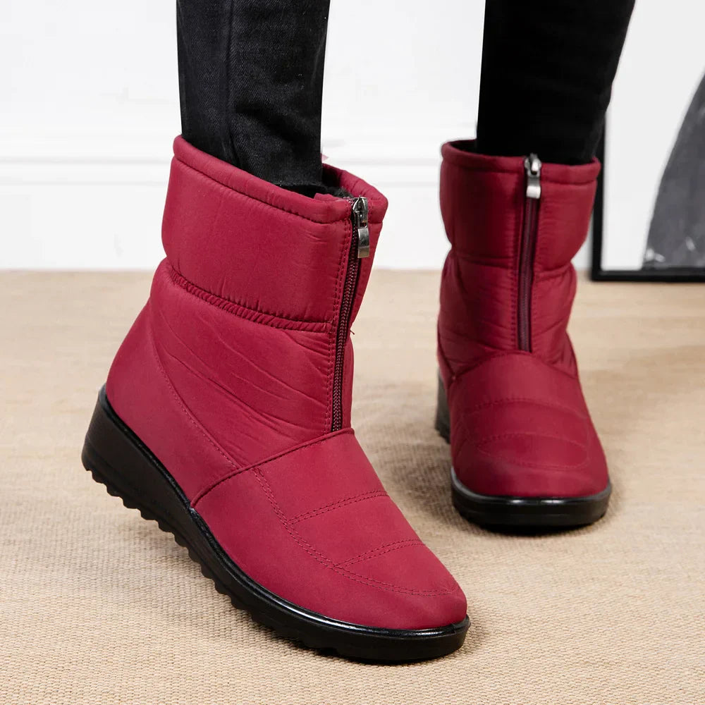 ModeGeist | Gepolsterte, Wasserdichte, Plüschige Stiefeletten mit Reißverschluss