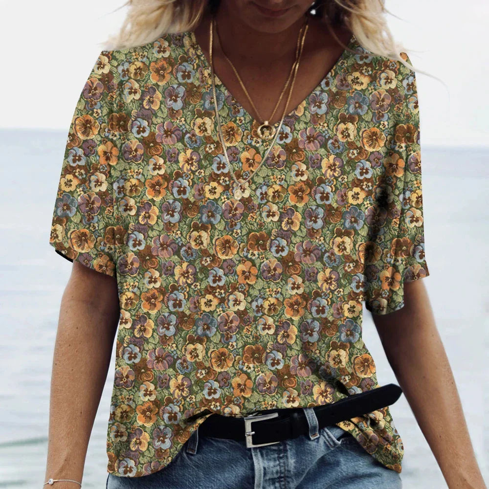 Flaviana Kurzarm-V-Shirt