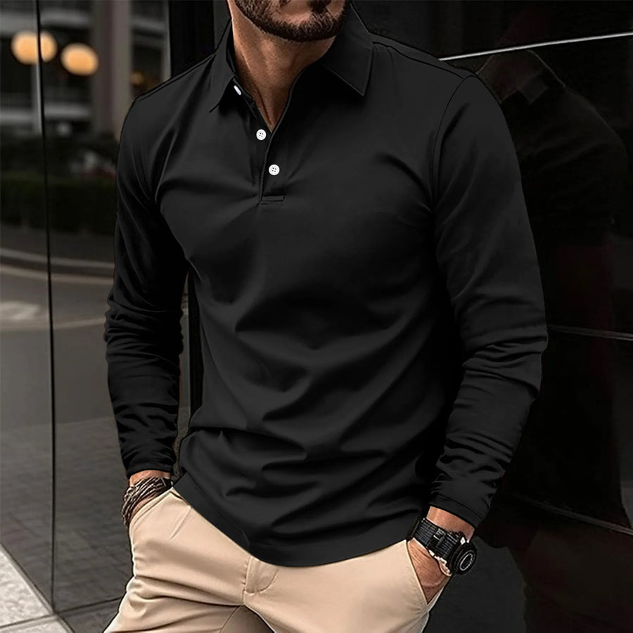 Robert: Lässiges Langarm-Poloshirt