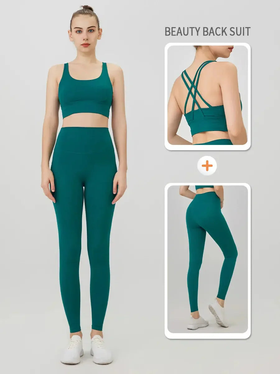 MODEGEIST Damen Yoga Outfit: 2-teiliger Trainingsanzug