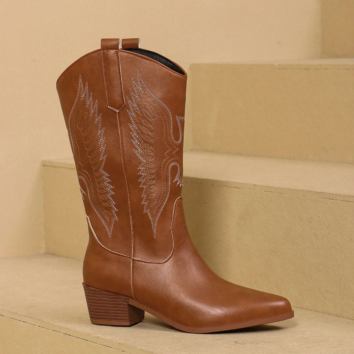 ModeGeist | Western-Stiefel mit Niedrigem Absatz für Frauen