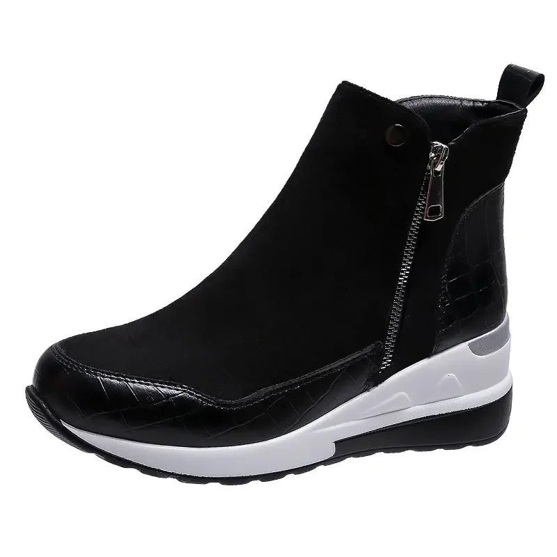 ModeGeist | Winter Wedge Schneestiefel mit Dicker Sohle Aus Baumwolle