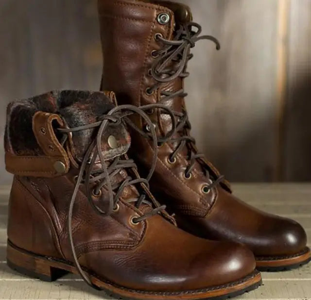 MODEGEIST Damen Schnürstiefel Robust Klassisch Schnürung