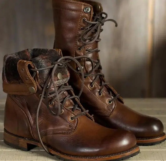 MODEGEIST Damen Schnürstiefel Robust Klassisch Schnürung