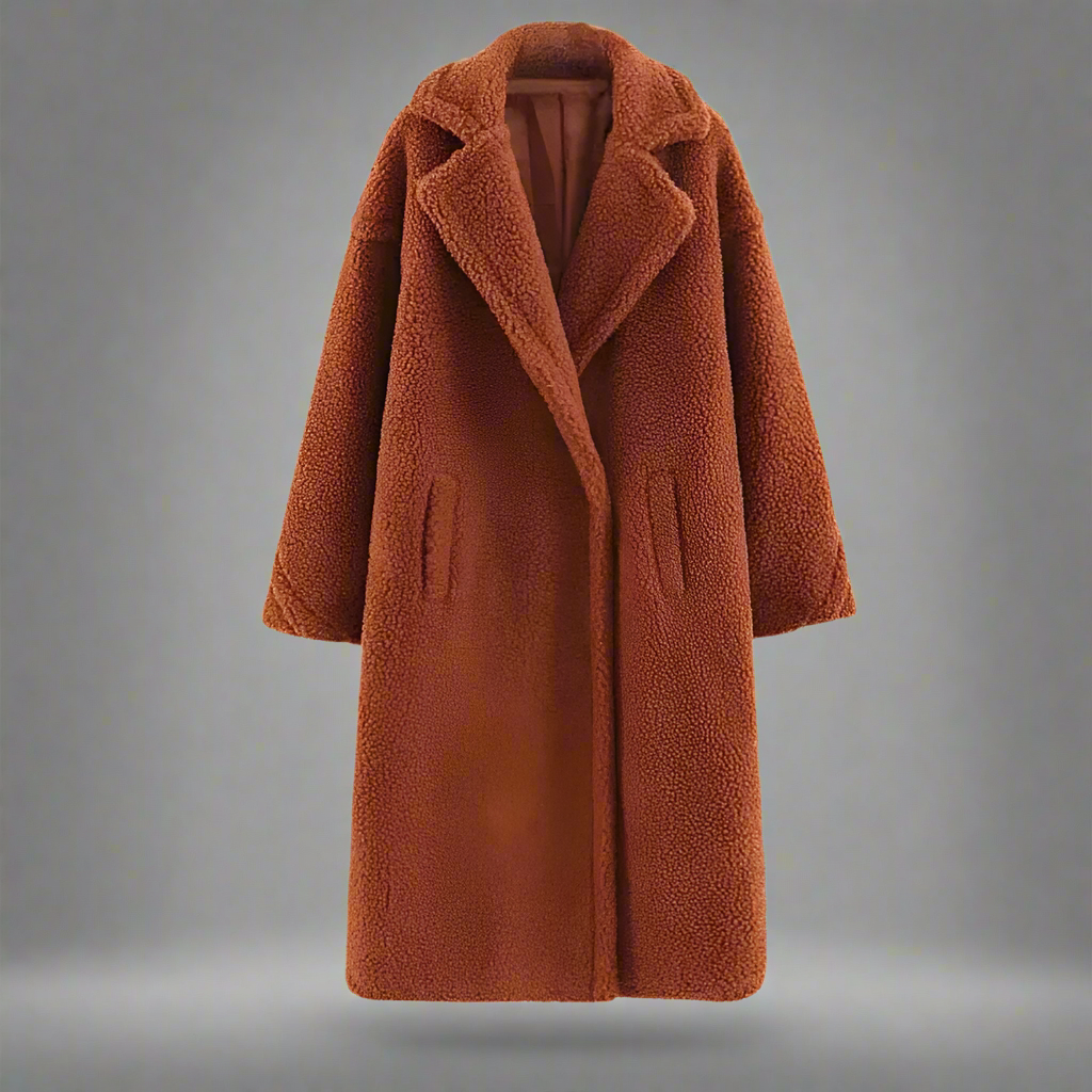 ModeGeist | Mantel - Langer Oversized-Schnitt - Weicher Teddy-Fleece - Reverskragen - Warm und Bequem