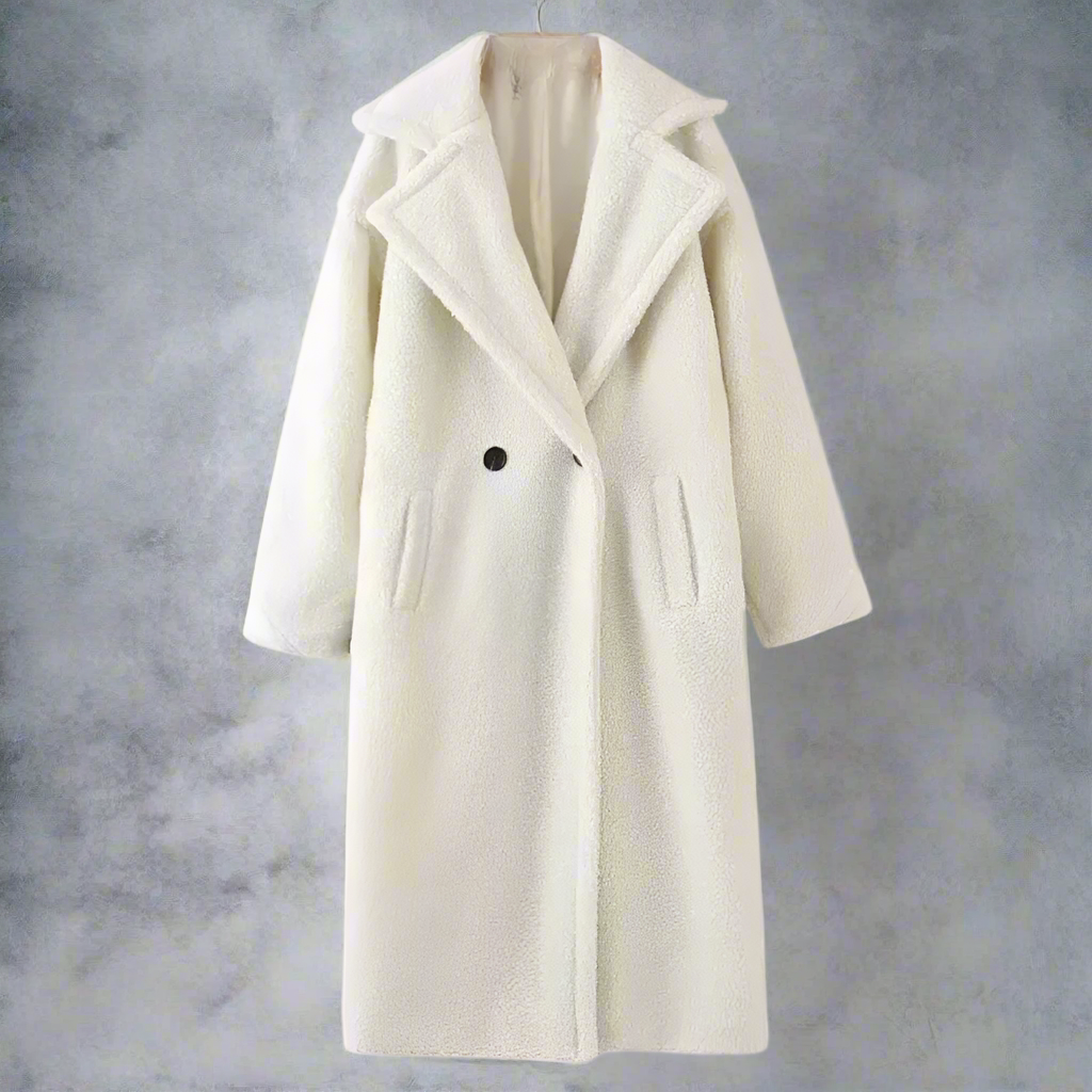 ModeGeist | Mantel - Langer Oversized-Schnitt - Weicher Teddy-Fleece - Reverskragen - Warm und Bequem