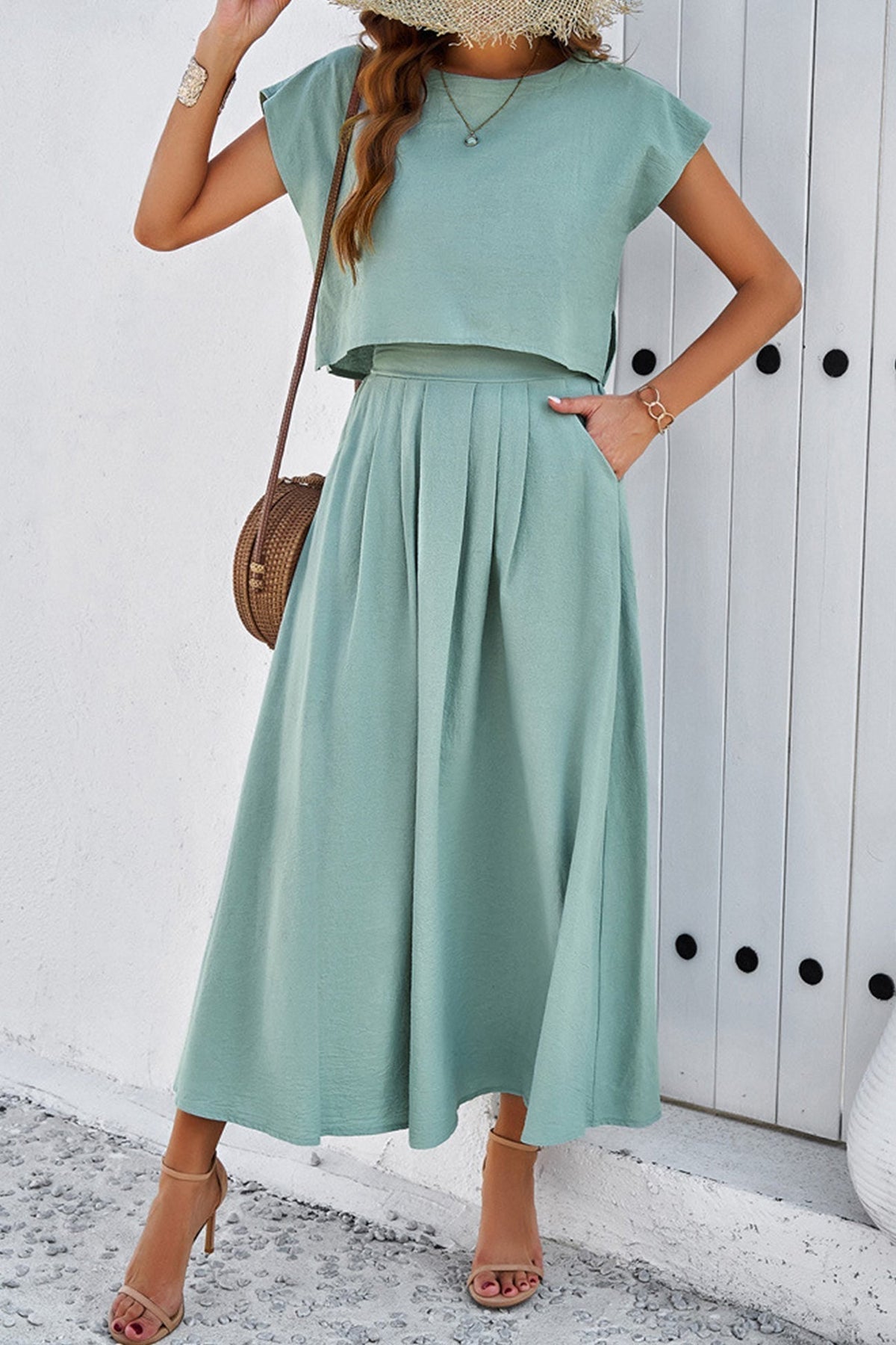 Fudus Rüsched Midi Rock and Crop Top Set