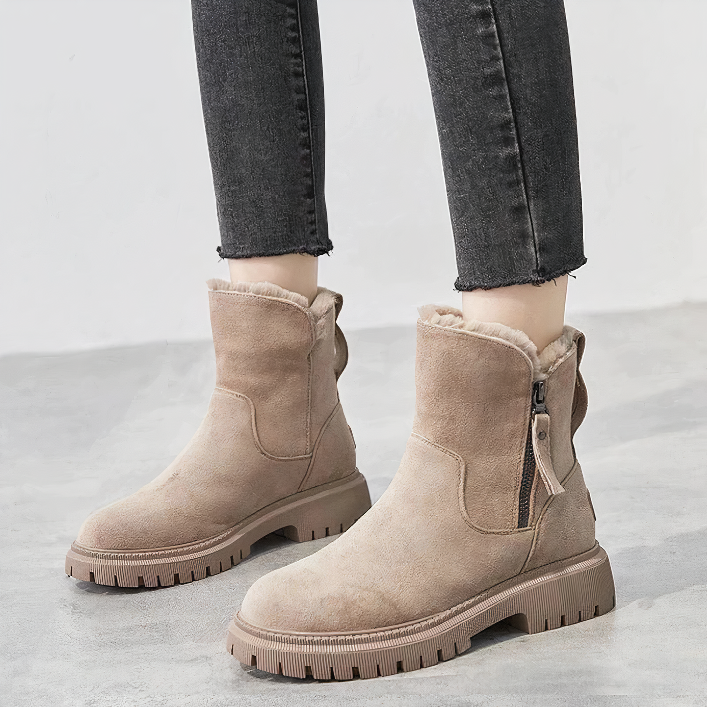 ModeGeist | Knöchelhoch Schnee Stiefel mit Fellfutter
