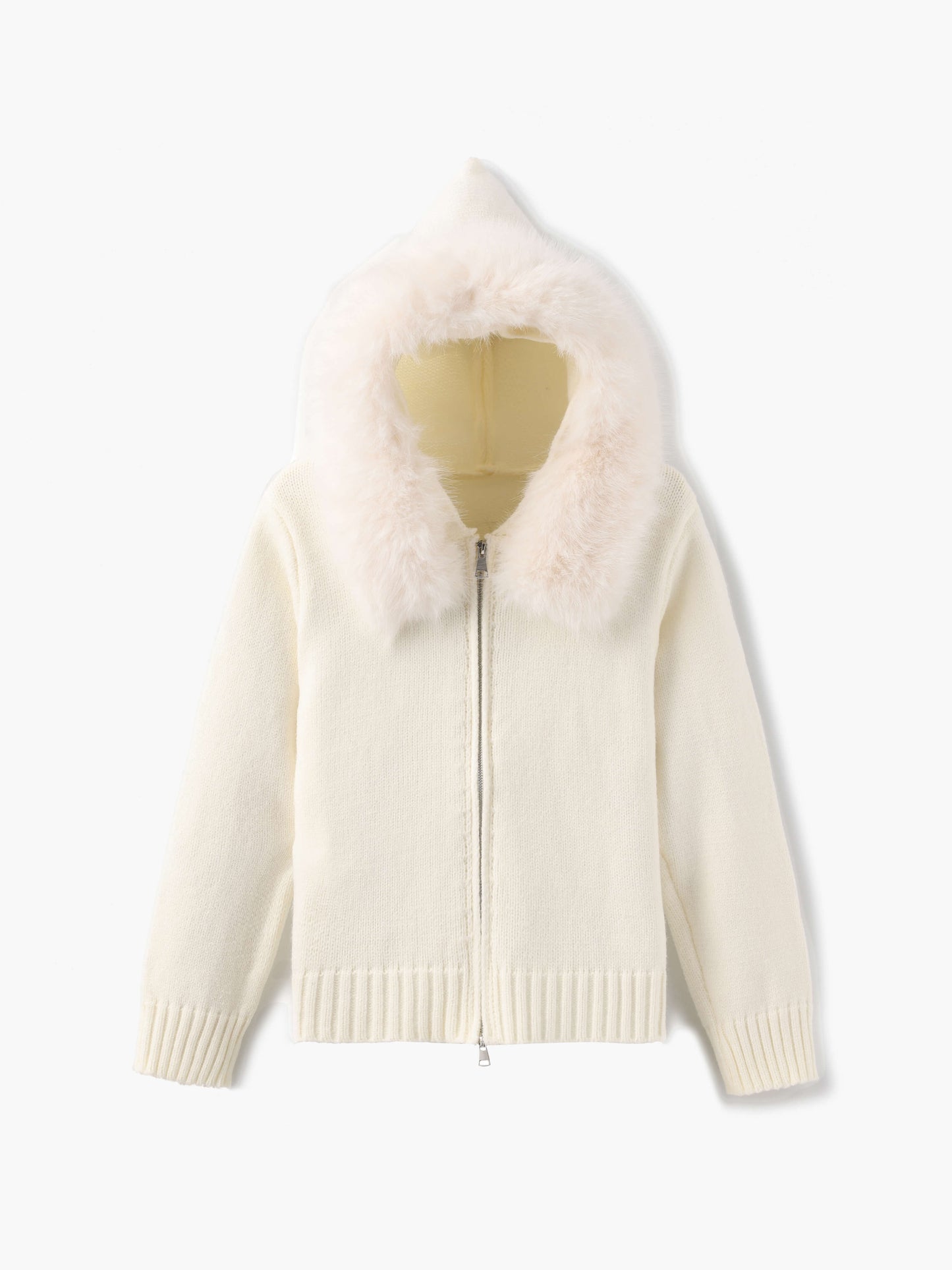 ModeGeist | Strickjacke Grau mit Kapuze und Kunstpelz Warme Winterjacke