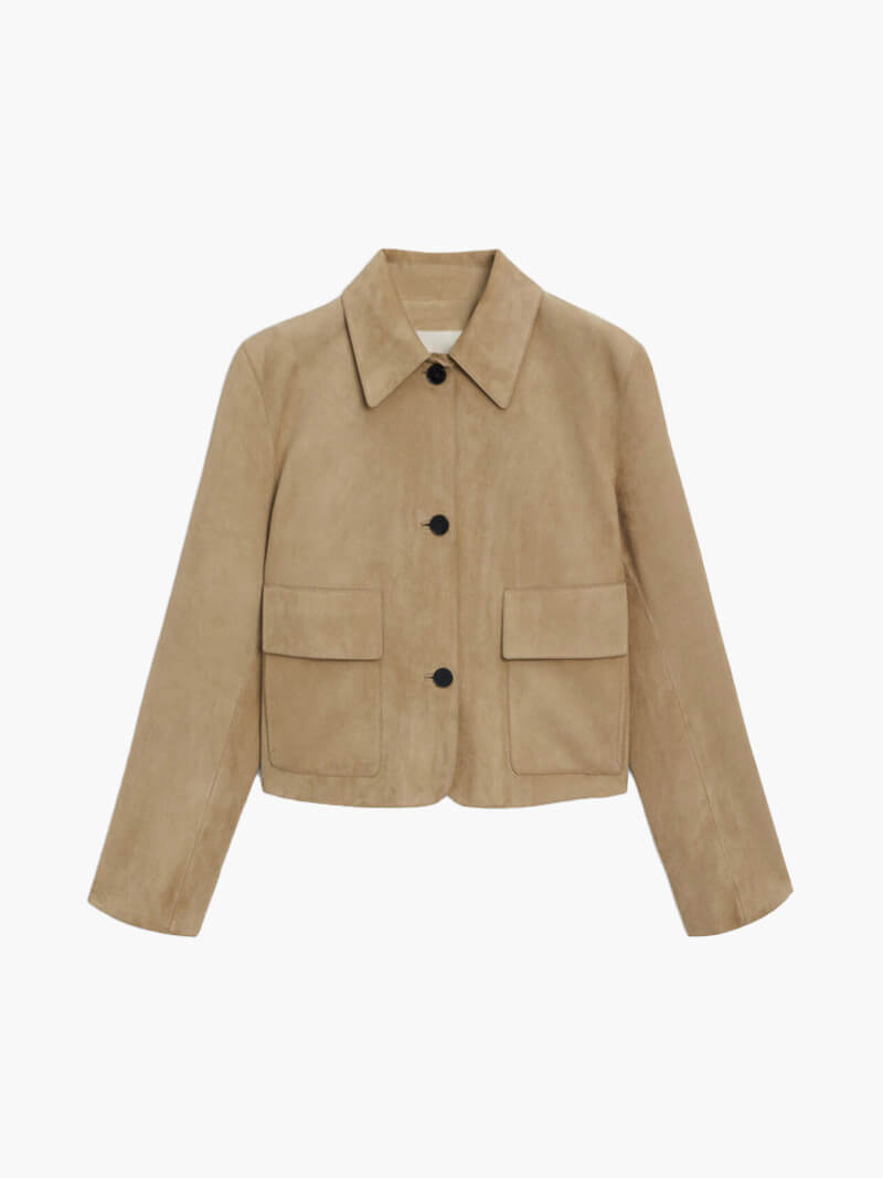 ModeGeist | Wildlederjacke Klassische Kurzjacke mit Taschen