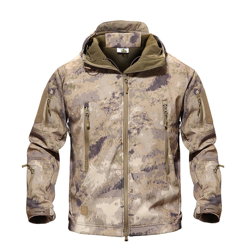 Herren Softshelljacke mit Reißverschlusstaschen, taktisch