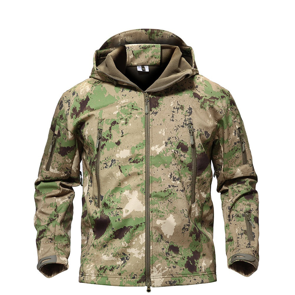 Herren Softshelljacke mit Reißverschlusstaschen, taktisch