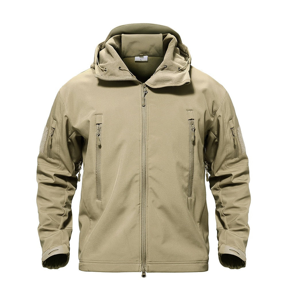 Herren Softshelljacke mit Reißverschlusstaschen, taktisch