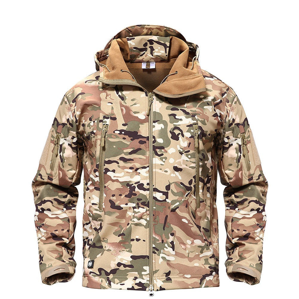 Herren Softshelljacke mit Reißverschlusstaschen, taktisch
