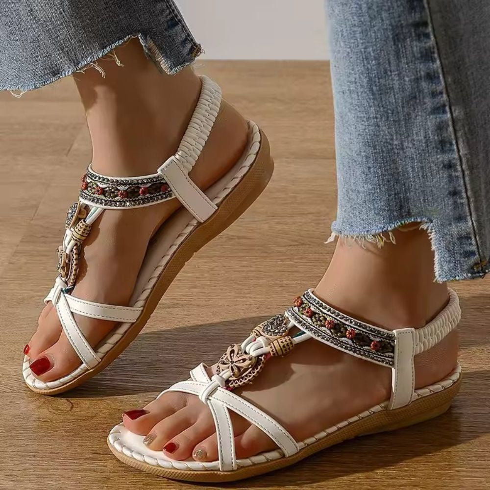 MODEGEIST Damen Boho-Sandalen orthopädisch geflochten Sommer