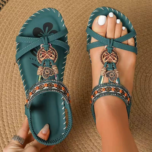 MODEGEIST Damen Boho-Sandalen orthopädisch geflochten