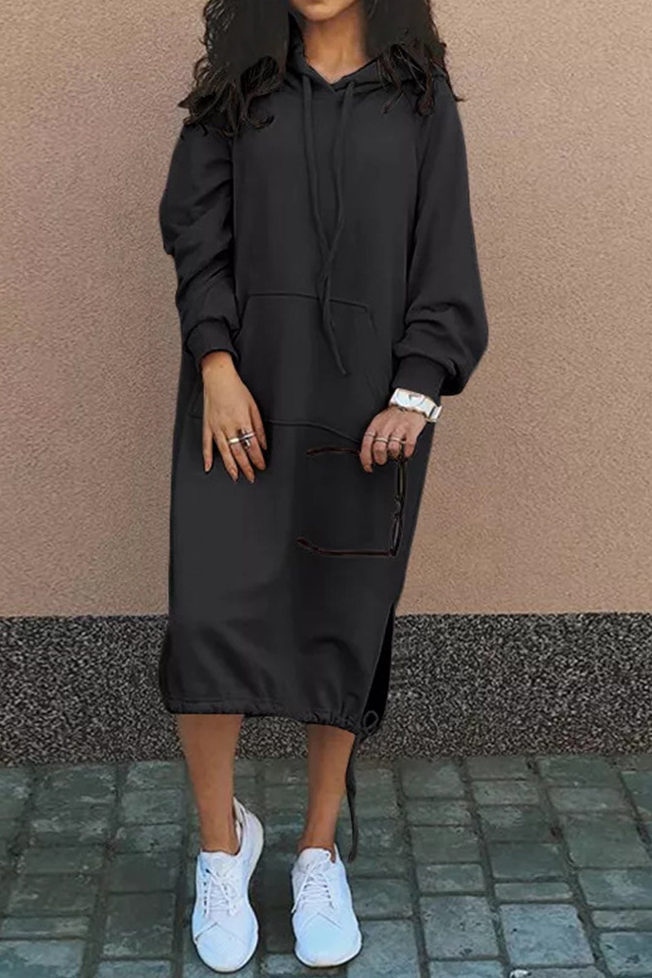 ModeGeist | Kapuzenpullover Kleid Knielang
