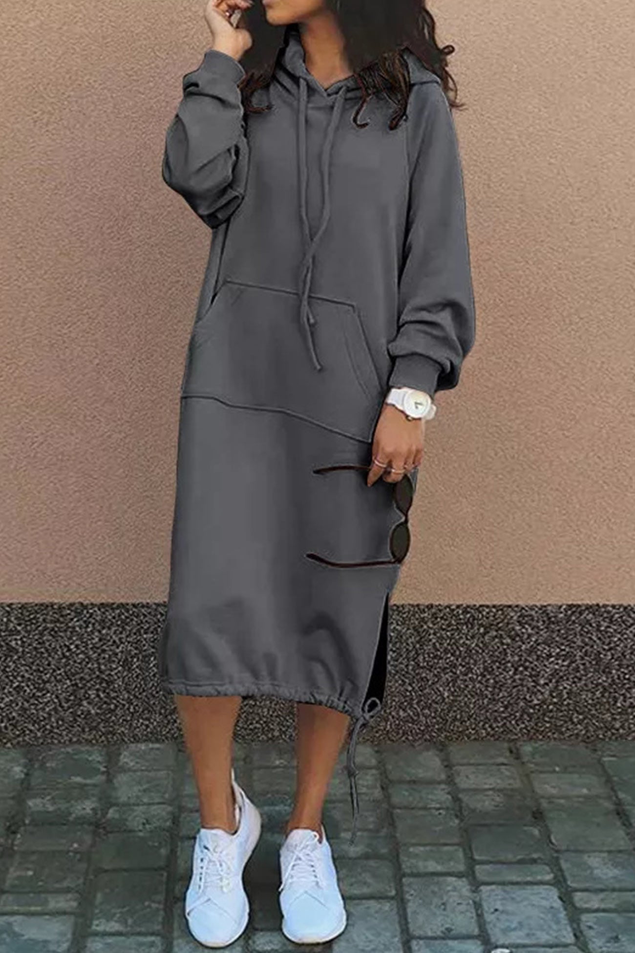 ModeGeist | Kapuzenpullover Kleid Knielang