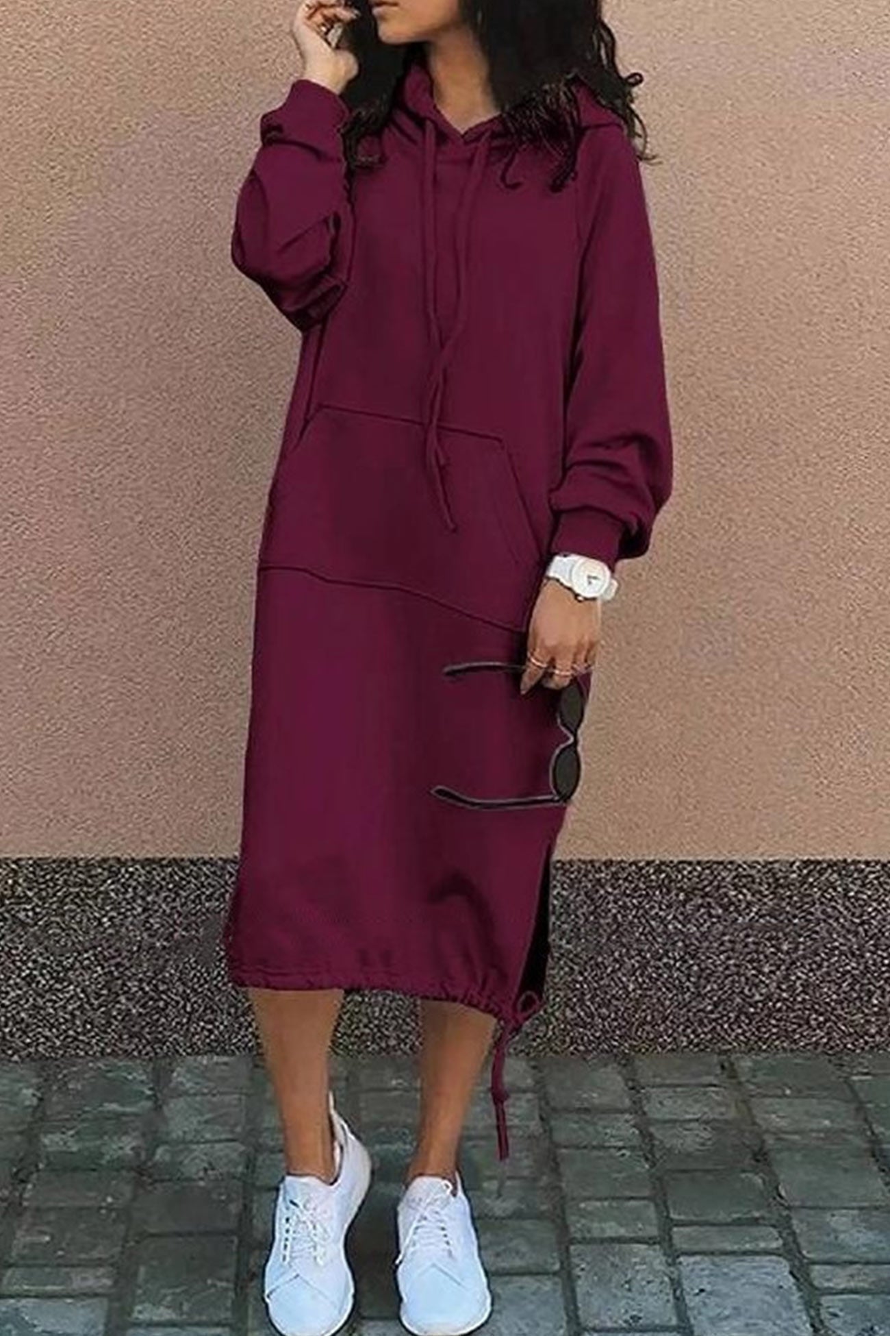 ModeGeist | Kapuzenpullover Kleid Knielang