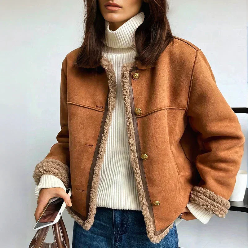 ModeGeist | Gemütliche Weinlese Wolljacke für Damen Elegante Winterkleidung