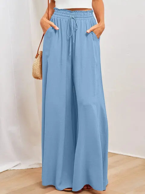 Schwarze Isabel Hose mit weitem Bein