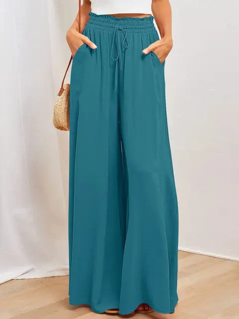 Schwarze Isabel Hose mit weitem Bein