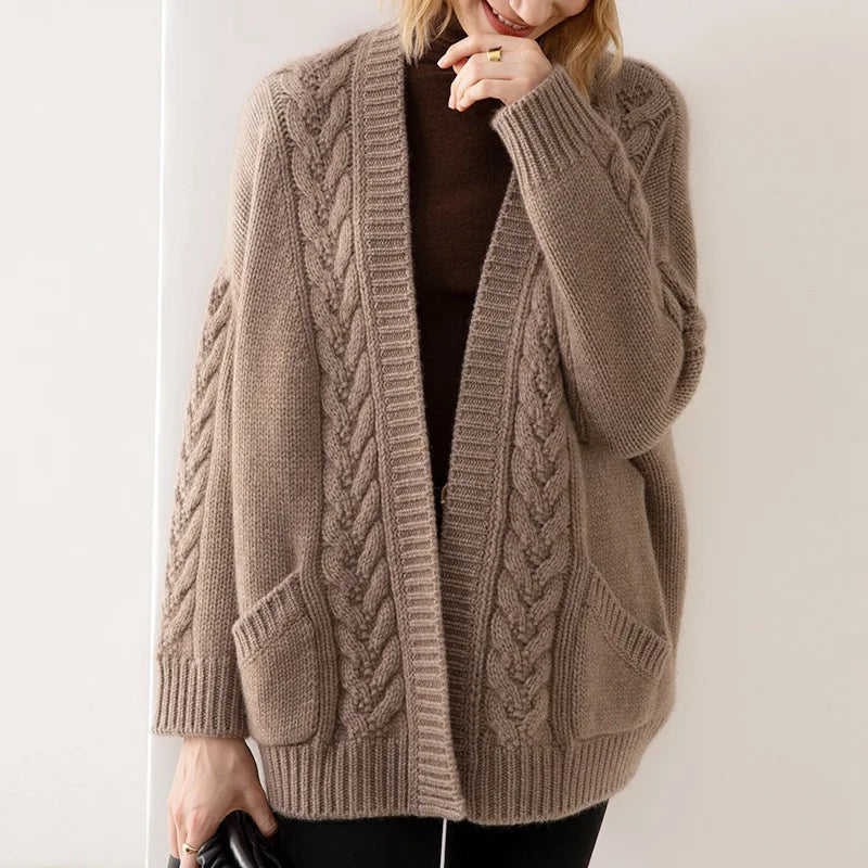 MODEGEIST Damen Strickjacke Offen Lang Weich Cardigan