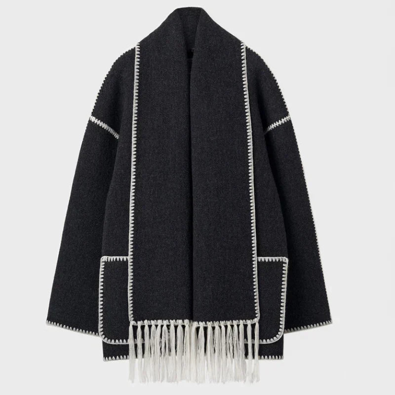 ModeGeist | Damen Wickeljacke mit Drapiertem Vorderteil