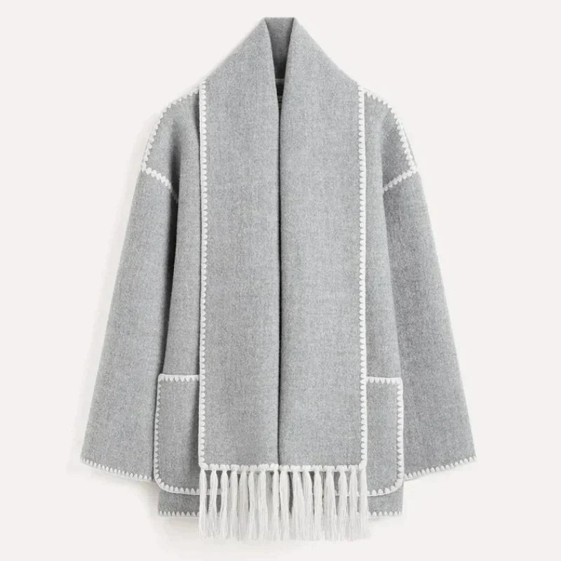 ModeGeist | Damen Wickeljacke mit Drapiertem Vorderteil