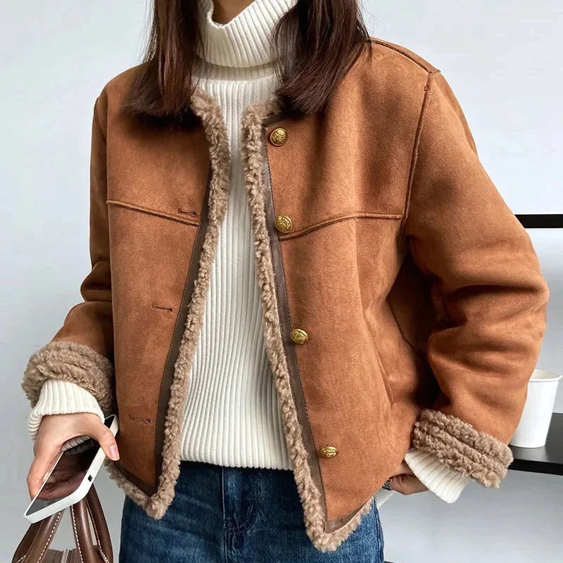ModeGeist | Warme Sherpa-jacke Kunstleder Komfortabel, Stilvoll
