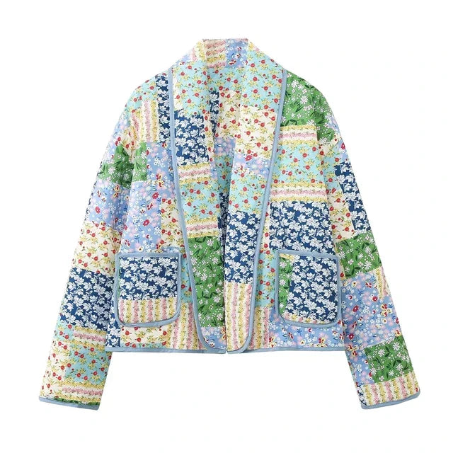 ModeGeist | Vintage-Patchwork-Blumenjacke für Frauen