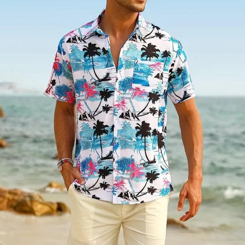 Kurzärmliges Herrenhemd im Cancun-Stil