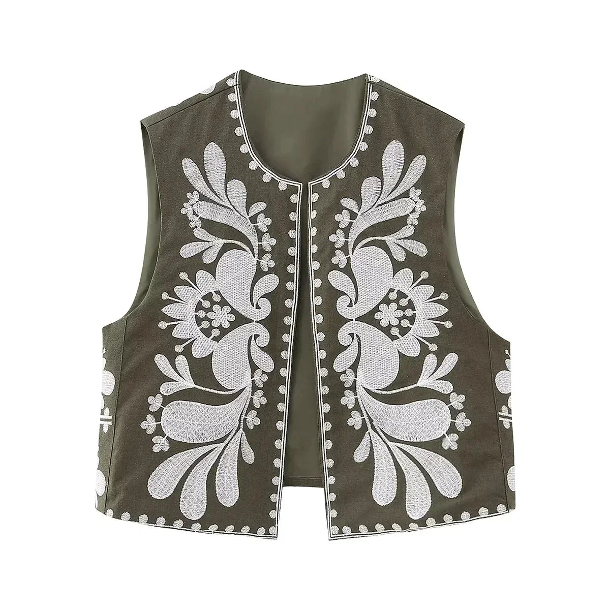 ModeGeist | Bestickte Florale Kurze Weste
