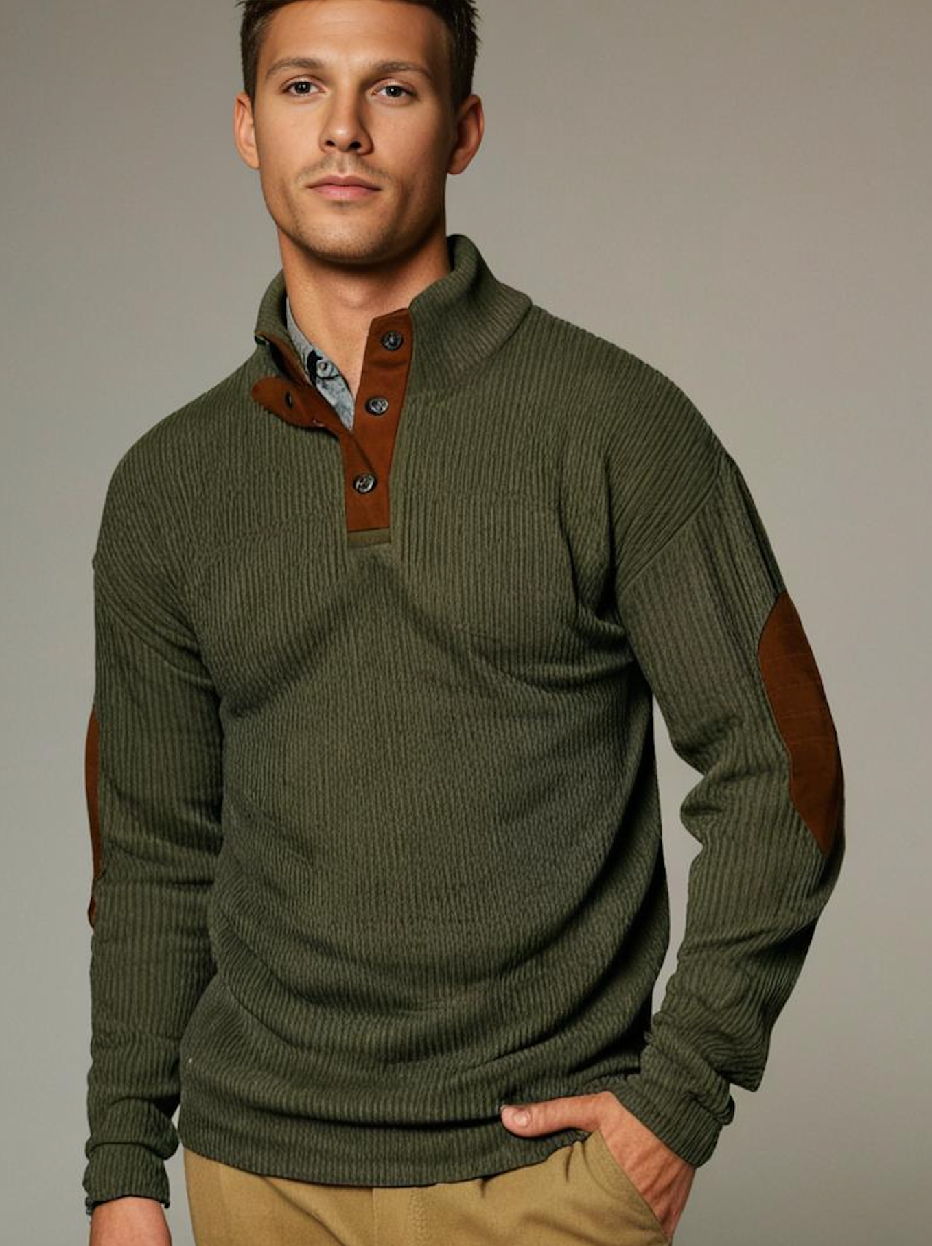 Klassischer Herrenpullover mit Rippenmuster