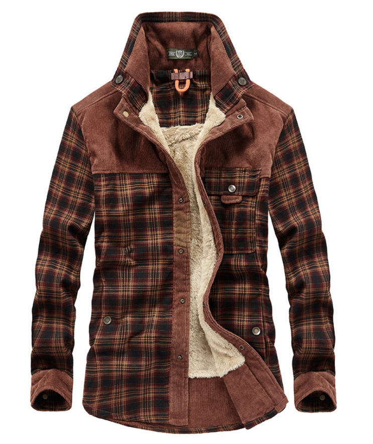 ModeGeist | Flanell Winterjacke für Herren mit Stehkragen