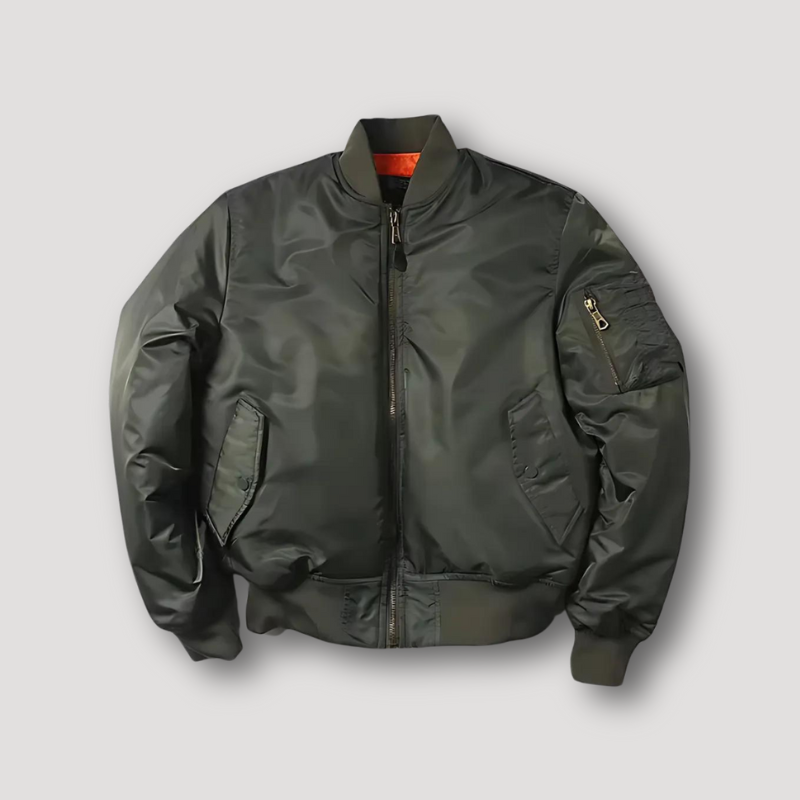 Glatte, glänzende Bomberjacke aus Baumwolle mit klassischem Reißverschluss