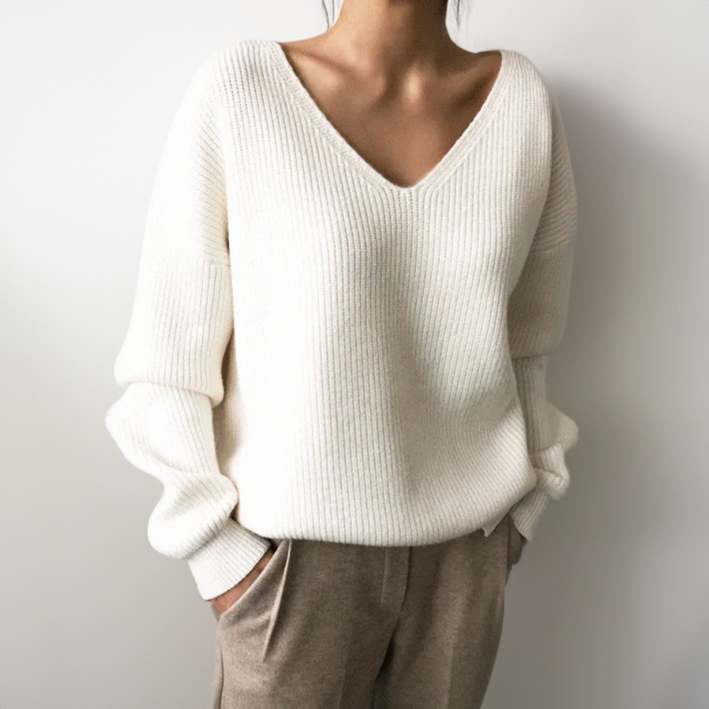 ModeGeist | Gestrickter V-Ausschnitt Pullover