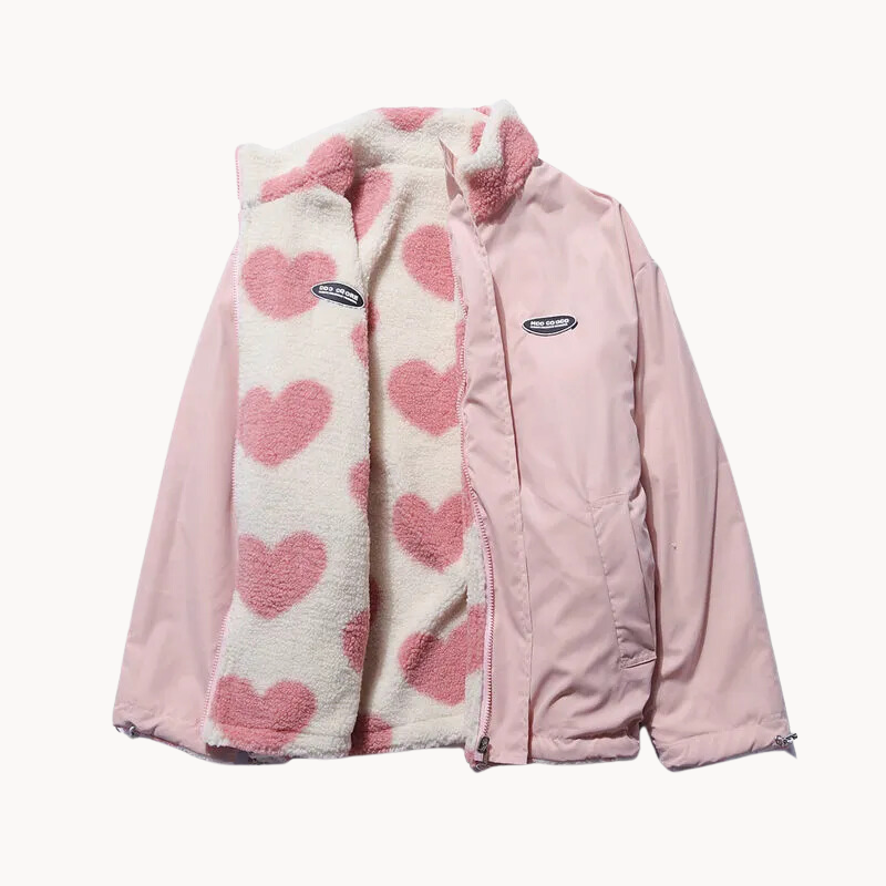 ModeGeist | Romantische Damenjacke mit doppelseitigem Herzmuster