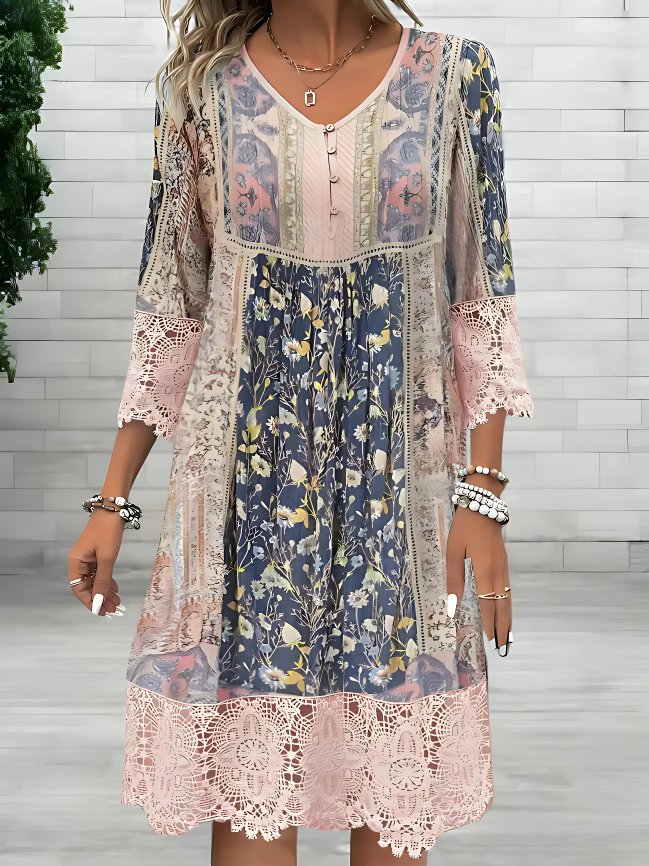 MODEGEIST Damen Boho Kleid Fließend Verstellbare Träger