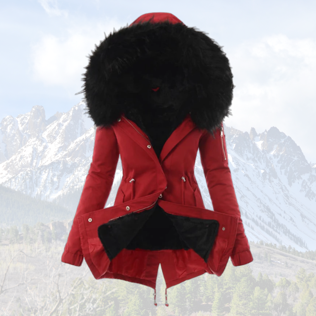 ModeGeist | Thermisch Isolierte Winterjacke - Modischer Wintermantel mit Kunstfellkapuze
