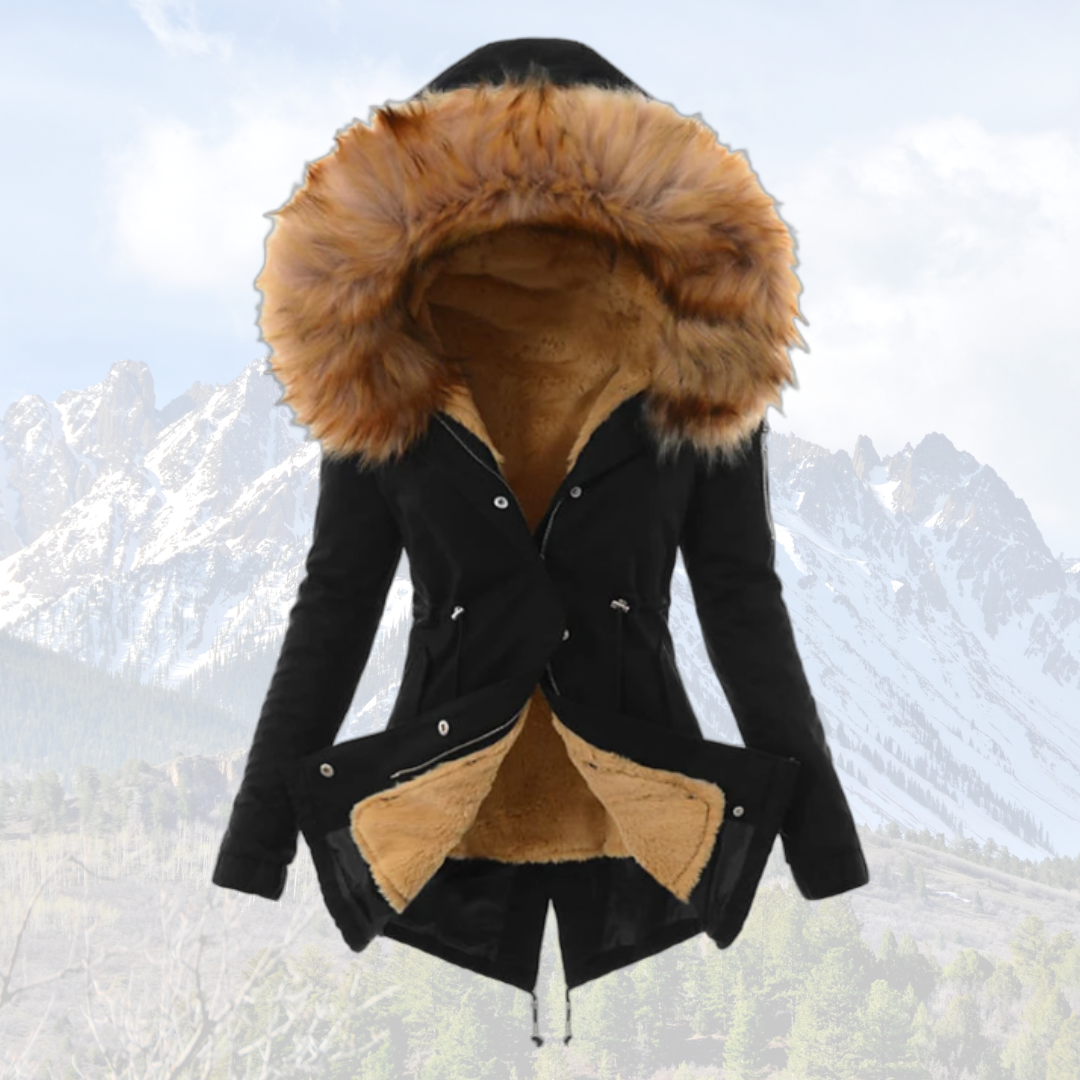 ModeGeist | Thermisch Isolierte Winterjacke - Modischer Wintermantel mit Kunstfellkapuze