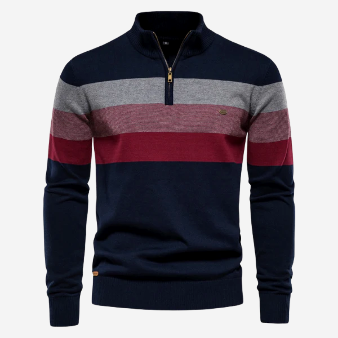Männers Polo-Pullover mit kurzem Reißverschluss
