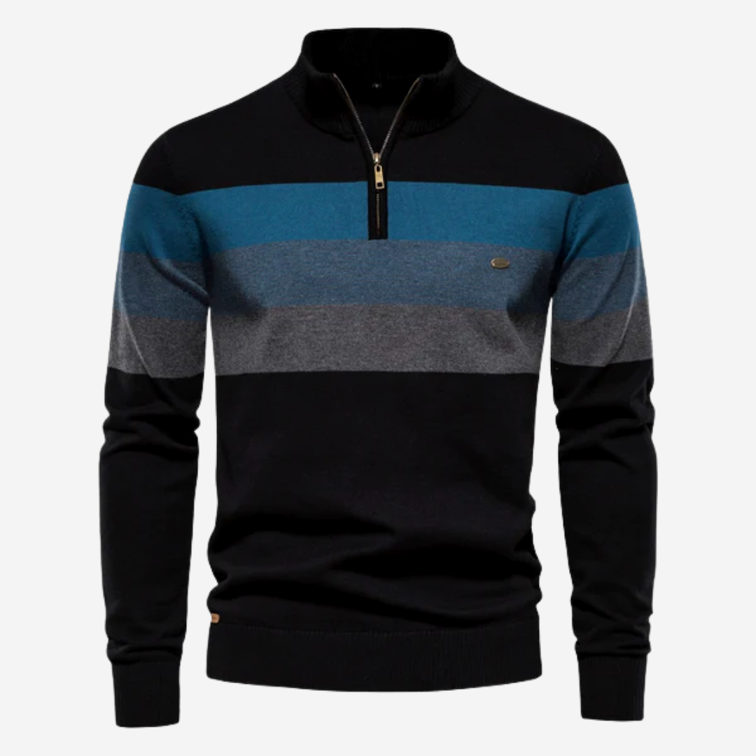 Männers Polo-Pullover mit kurzem Reißverschluss